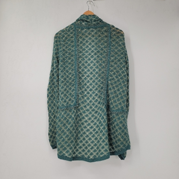 Anthropologie Knitted and Knotted Cardigan Sweater Women's Medium Green Beige - Picture 12 of 16
